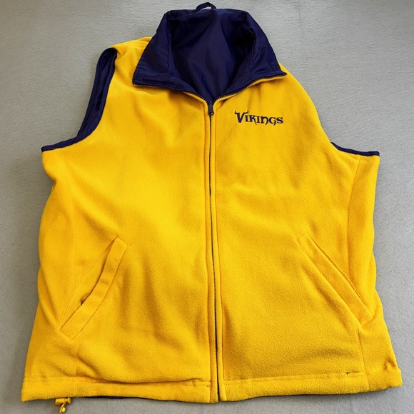 NFL Minnesota Vikings Vest Mens Large Purple Yellow Reversable Jacket Sleeveless - Picture 8 of 10